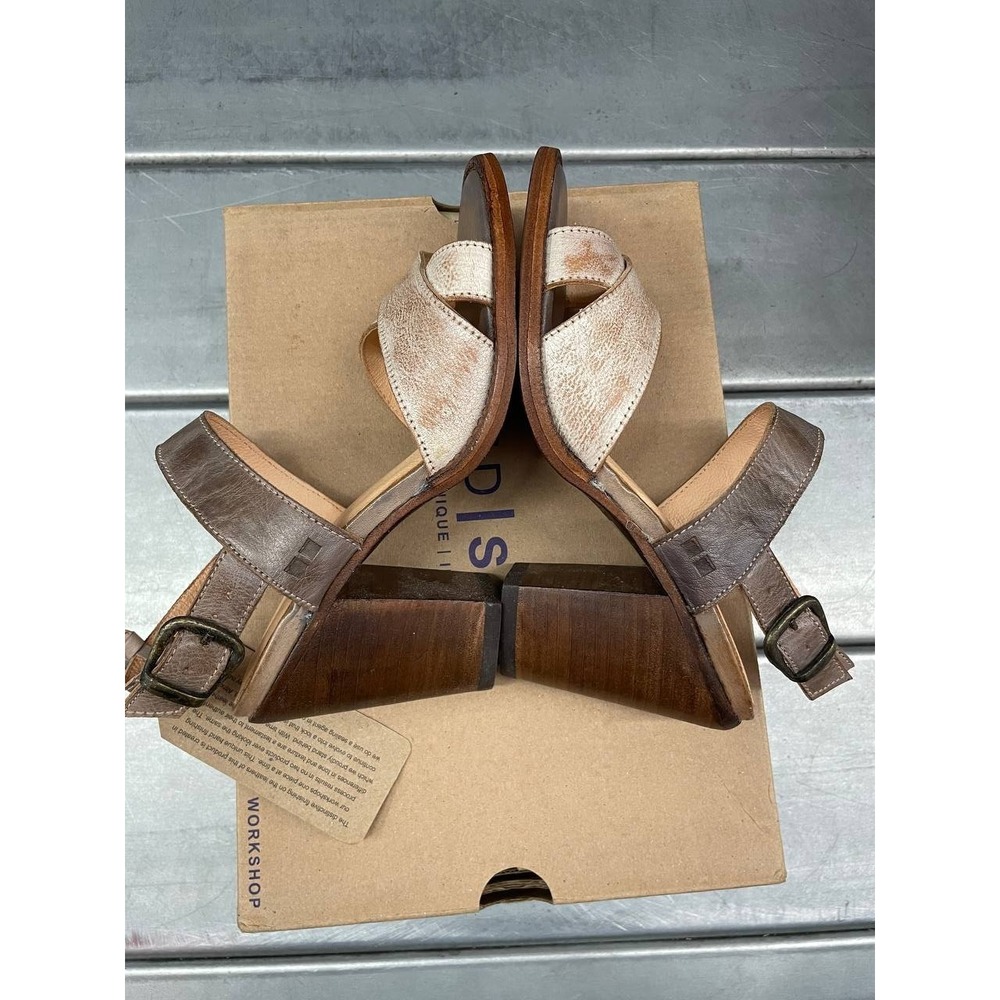 Bed Stu Rustic Sandals Womens 6 Gray Leather Hook & Loop Strap Heels Shoes - Picture 10 of 12